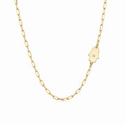Miriam Merenfeld Jewelry Necklaces Gold-Plated Dani Hamsa Diamond Paperclip Necklace - (Sterling Silver, Gold-Plated, or Two-Tone)