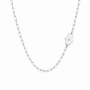 Miriam Merenfeld Jewelry Necklaces Sterling Silver Dani Hamsa Diamond Paperclip Necklace - (Sterling Silver, Gold-Plated, or Two-Tone)