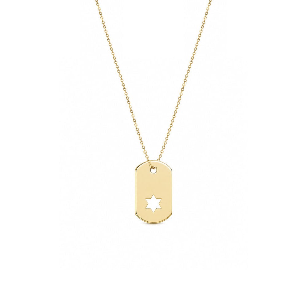 Miriam Merenfeld Jewelry Necklaces Gold-Plated Star of David ID Tag Necklace - (Sterling Silver, Gold-Plated or Two-Tone)