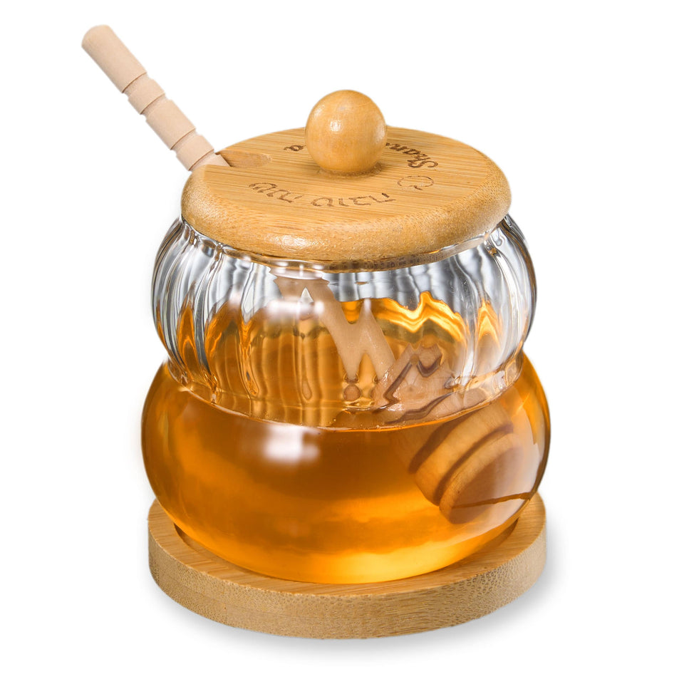 Rite Lite - Glass Honey Jar with Wooden Lid, Stand and Dipper - ModernTribe