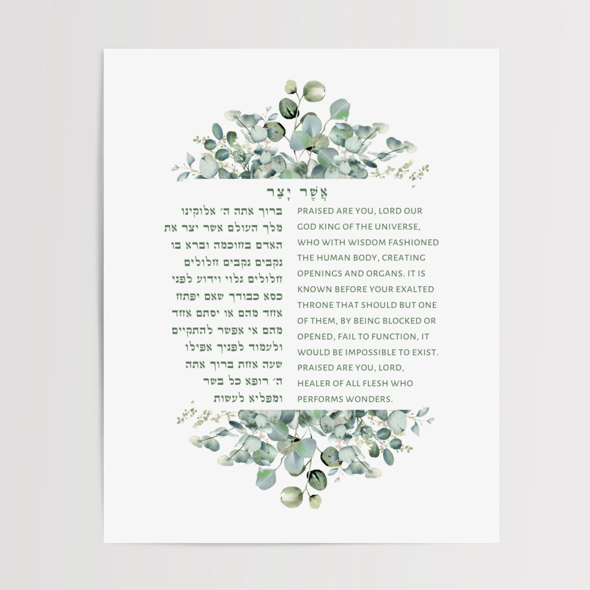 The Verse Prints Botanical Asher Yatzar Print