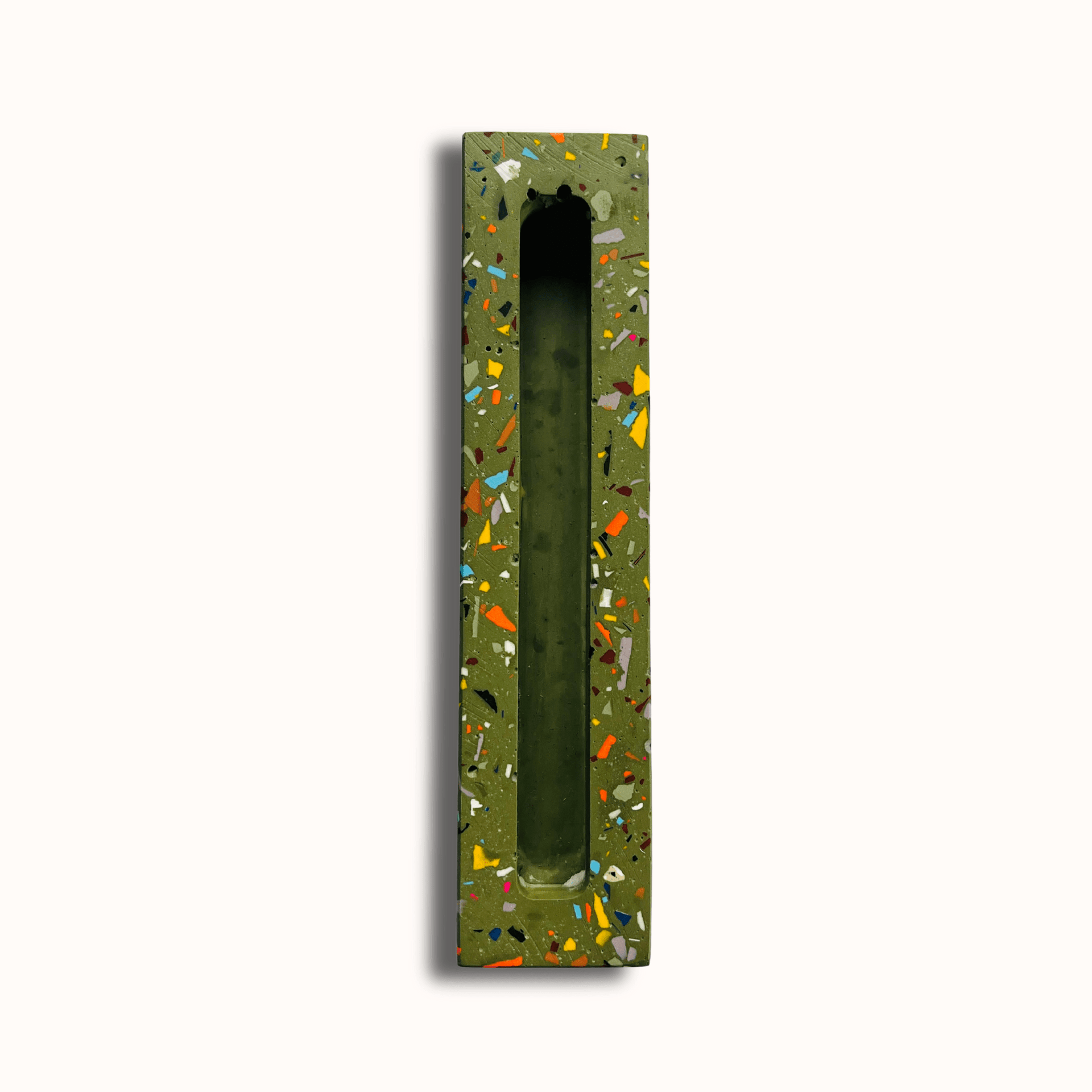 The Materials Design Co. Mezuzahs Earthy Olive Rainbow Terrazzo Mezuzah