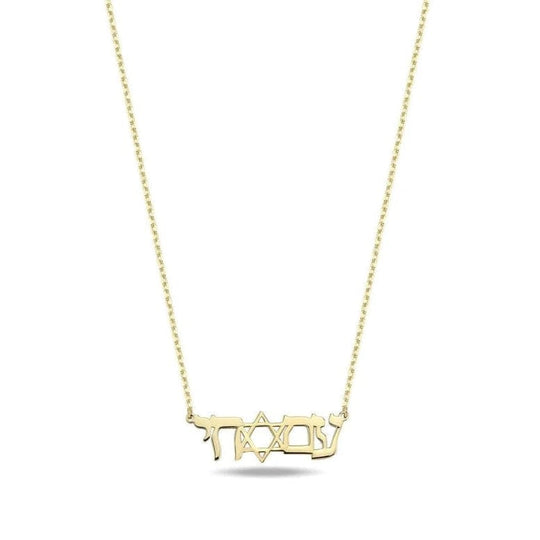 Am Israel Chai Necklace with Star of David - 14k Gold