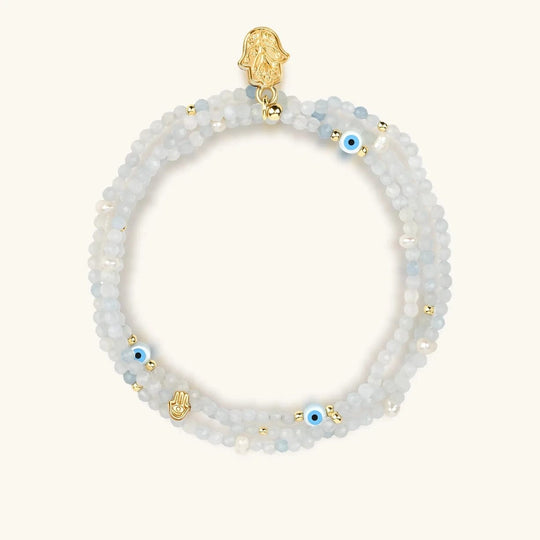 Dreamy Spirit Aquamarine Evil Eye Bracelet