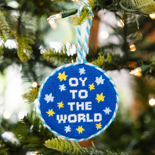 Oy To The World Needlepoint Ornament