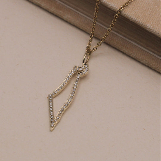 Israel Frame Necklace with Diamonds  - 14k Yellow, Rose or White Gold