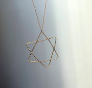 Rachel Pfeffer Necklaces Large Pendant on 20" Chain Gold-Plated Handmade Organic Star of David - (Small or Large)