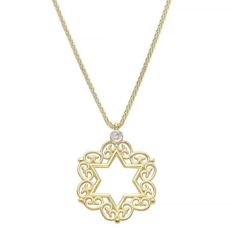 Israel Museum Necklaces Star of David with Diamond Necklace - (14K Gold)