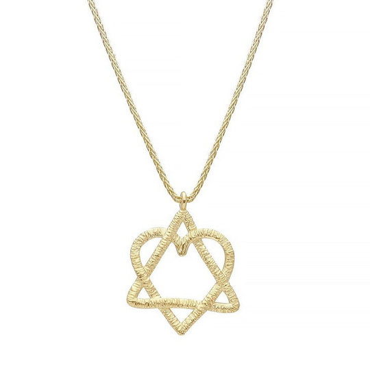 Star of David and Heart Necklace by Israel Museum - 14k Gold