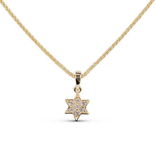 Star of David Six Diamond Necklace by Israel Museum - 14k Gold