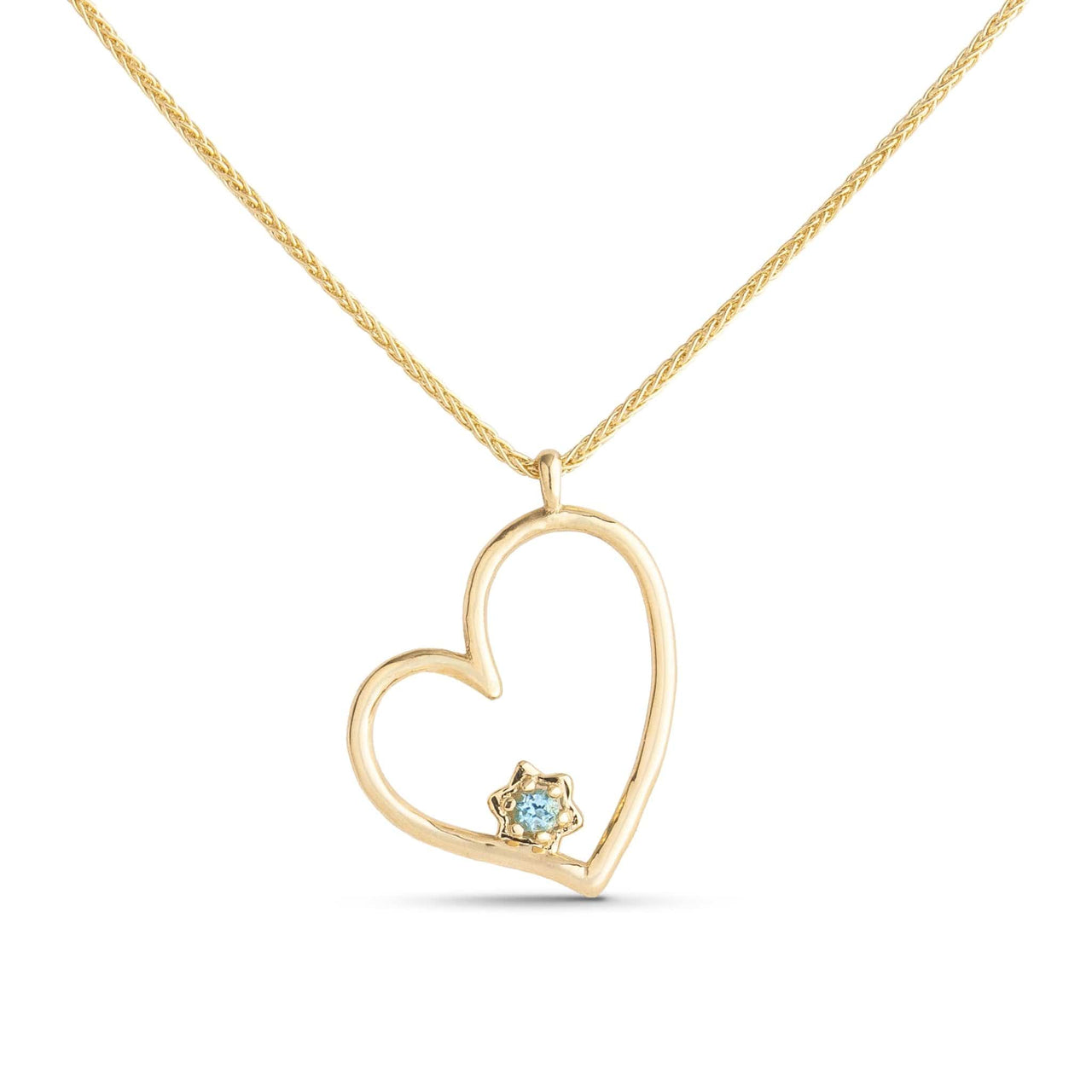 Israel Museum - Heart and Star of David Necklace with Blue Topaz by Israel Museum - 14k Gold - ModernTribe