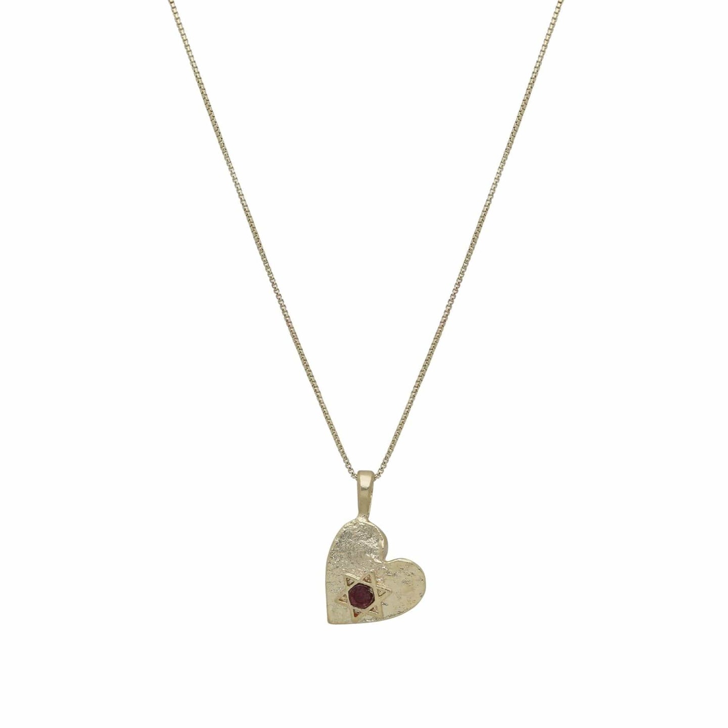 Israel Museum - Gold - Plated Heart with Garnet Star of David Necklace by Israel Museum - ModernTribe
