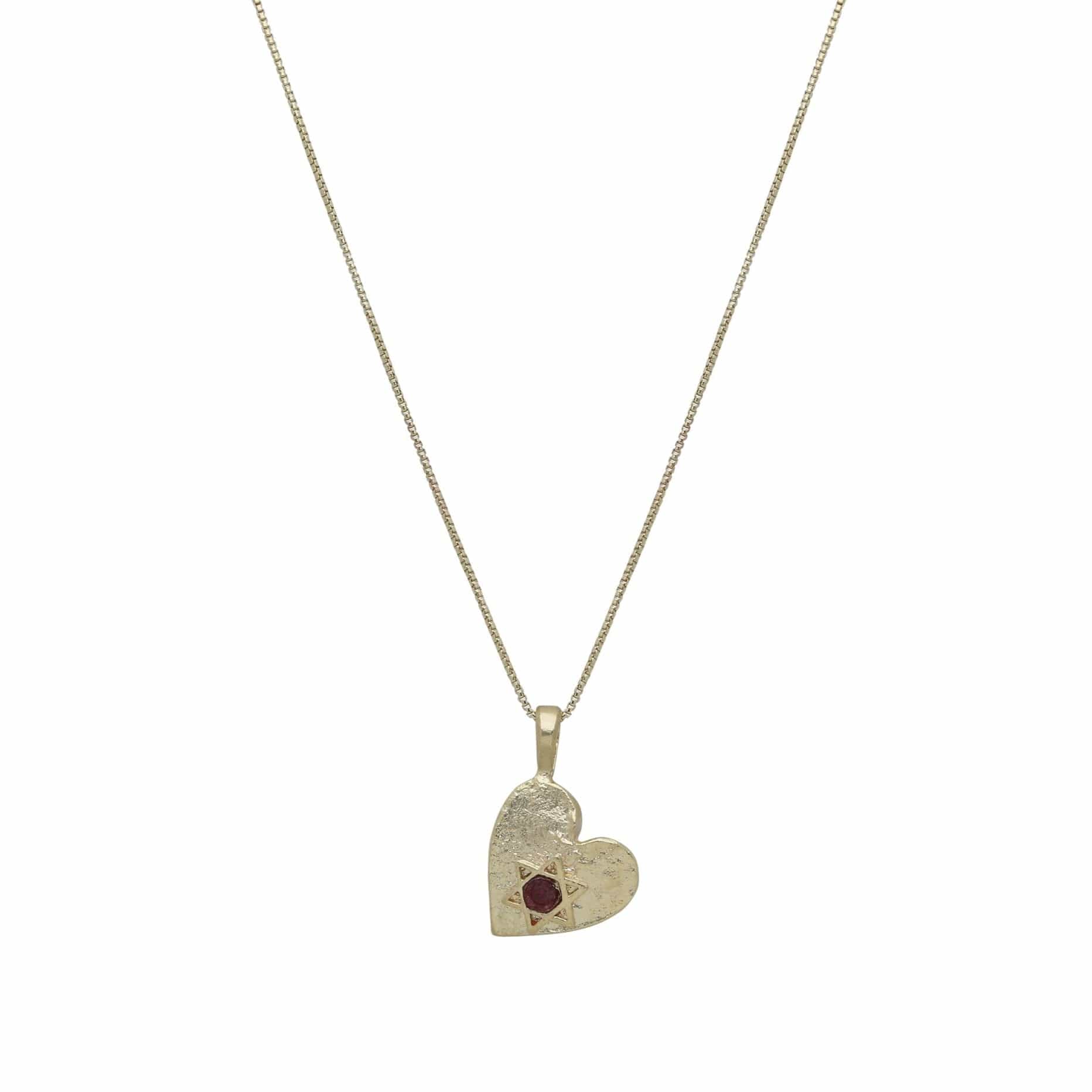 Israel Museum Necklaces Gold-Plated Heart with Garnet Star of David Necklace by Israel Museum