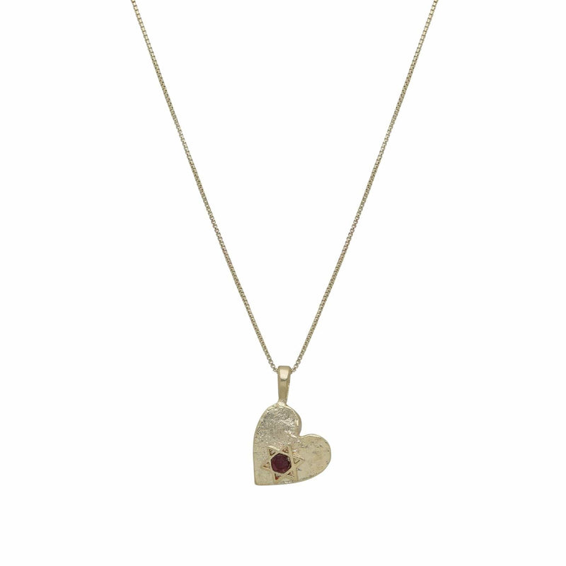Israel Museum - Gold - Plated Heart with Garnet Star of David Necklace by Israel Museum - ModernTribe