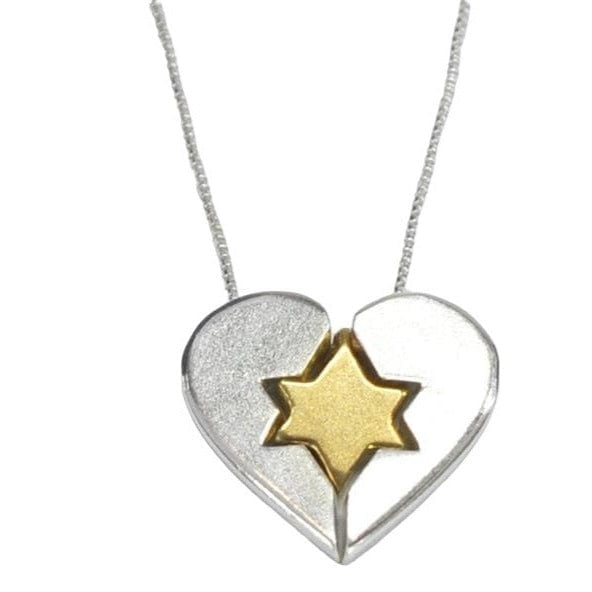 Israel Museum - Gold Star of David in Silver Heart Necklace by Israel Museum - ModernTribe