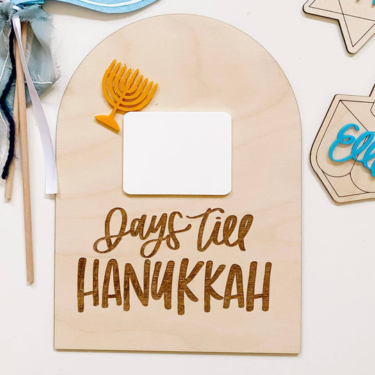 Wooden Hanukkah Countdown Board