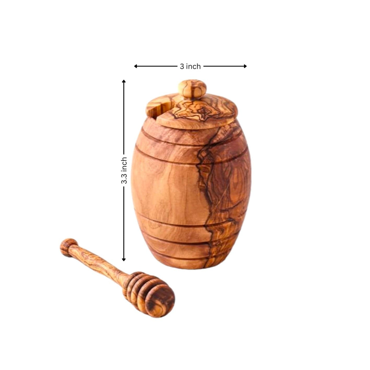 Kamsah - Shana Tova Olive Wood Honey Pot and Dipper - ModernTribe