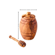 Kamsah Honey Dishes Shana Tova Olive Wood Honey Pot and Dipper