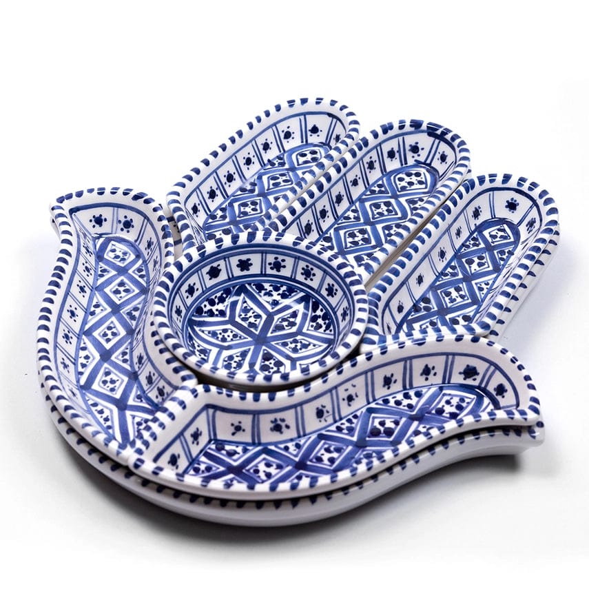 Kamsah Serving Pieces Mezze Blue Hamsa Dipping and Serving Set