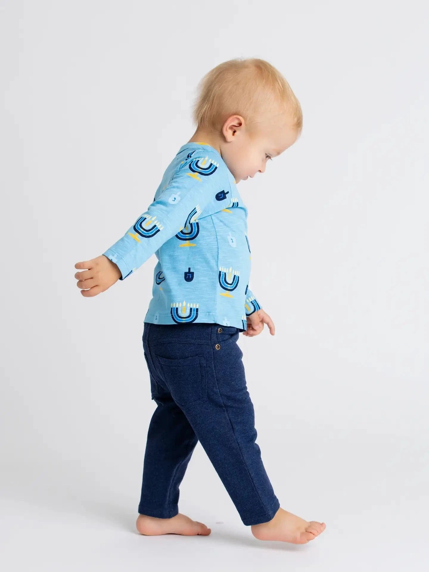 Monica + Andy - Kids Menorah Long Sleeve Crewneck Tee by Monica + Andy - (Sizes 18M - 8) - ModernTribe