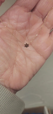 Alef Bet Necklaces Solid Gold Petite Jewish Star Necklace - Gold, White Gold or Rose Gold