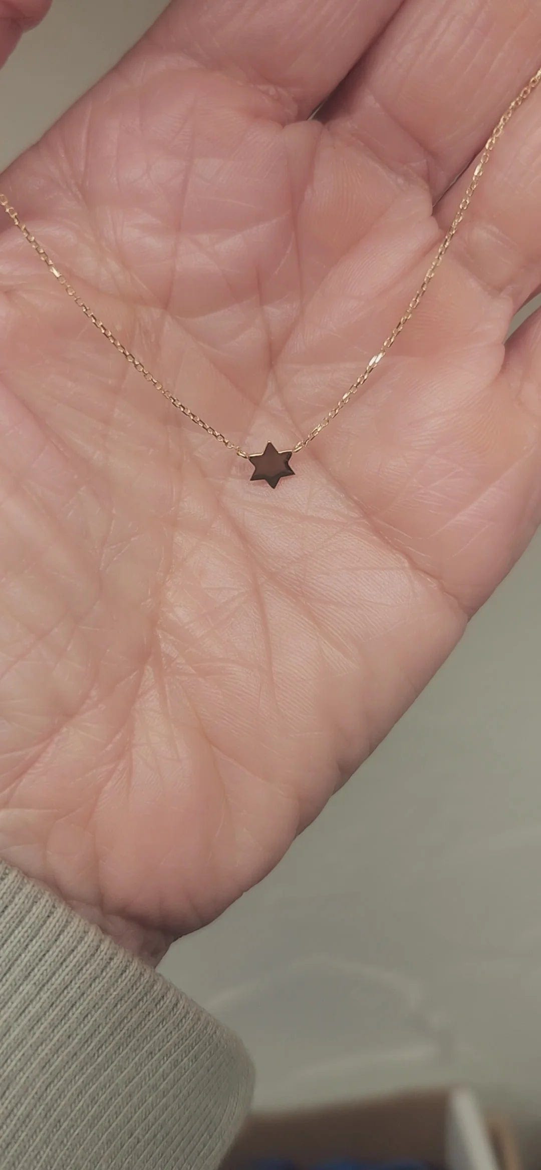 Alef Bet Necklaces Solid Gold Petite Jewish Star Necklace - Gold, White Gold or Rose Gold