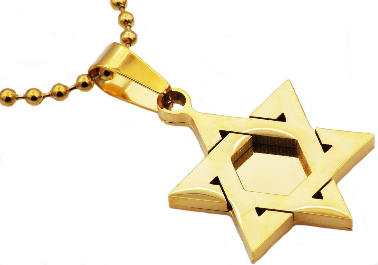Blackjack Mens Jewelry - Men's Gold - Plated Stainless Steel Star of David Necklace - ModernTribe