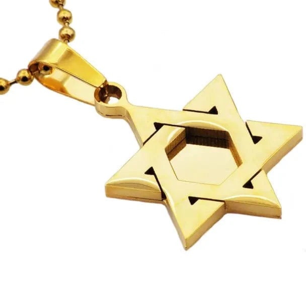 Blackjack Mens Jewelry Necklaces Men's Gold-Plated Stainless Steel Star of David Necklace