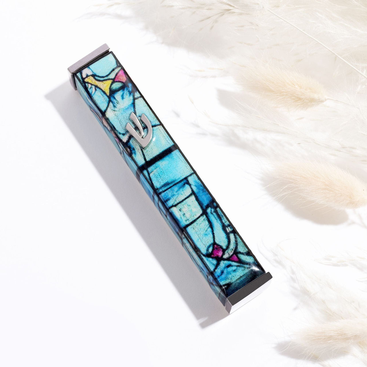 SURI - Silver and Turquoise Marc Chagall Mezuzah Case - ModernTribe