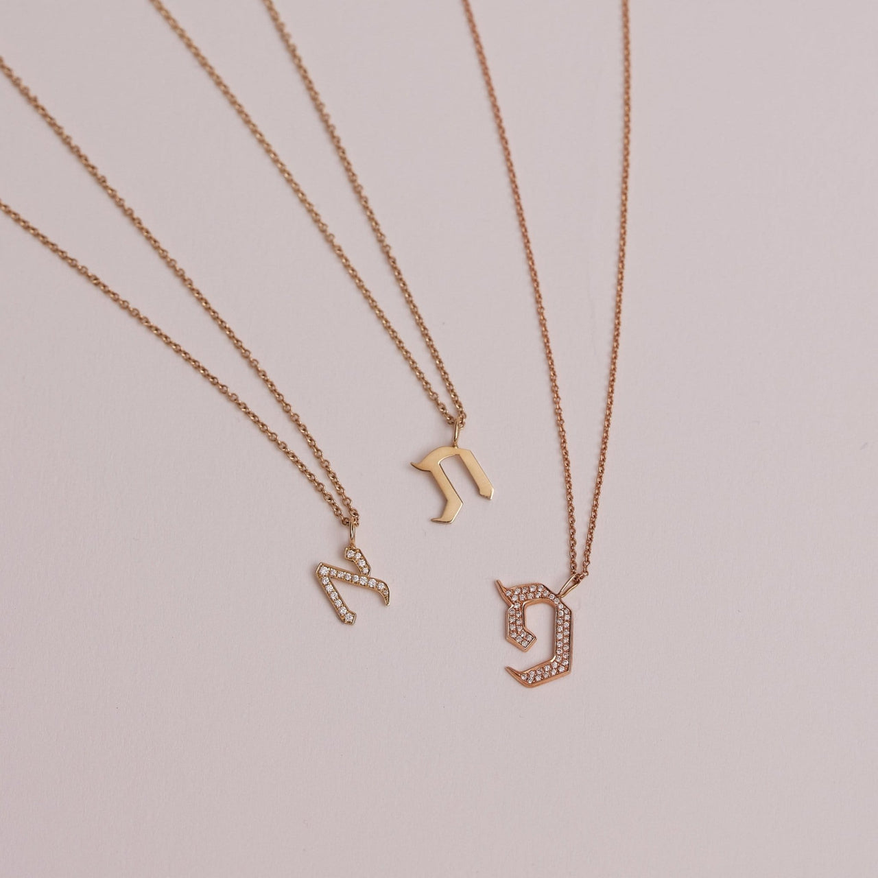 HOTCROWN - Personalized Hebrew Initial Necklace - 14k Yellow, Rose or White Gold - ModernTribe