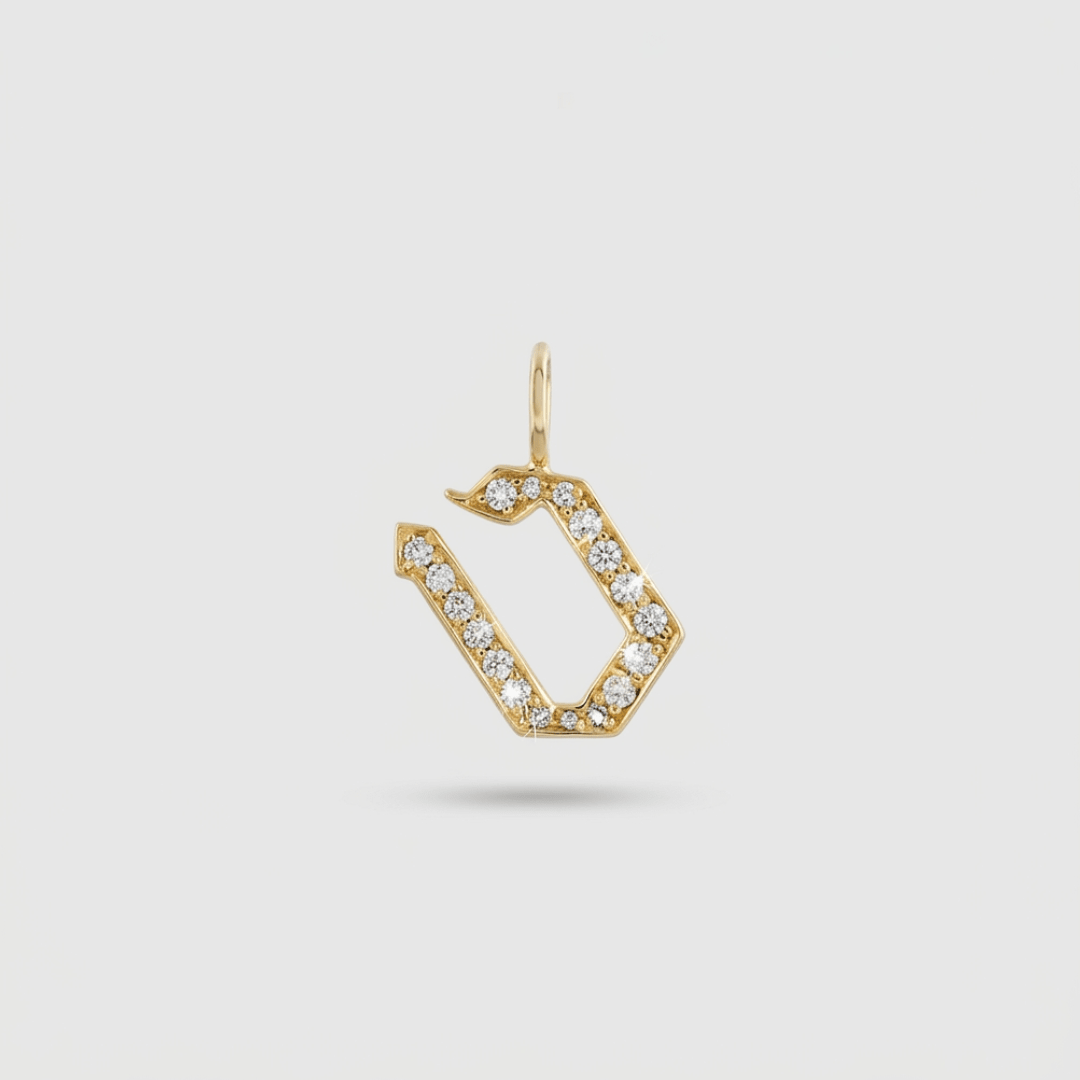 HOTCROWN - One or Two Letter Diamond Hebrew Initial Necklace - 14k Yellow, Rose or White Gold - ModernTribe