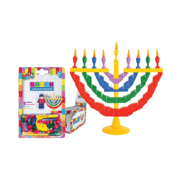 Ner Mitzvah - Bricks Menorah Set with Mini Figure - Build Your Own Block Brick Menorah - ModernTribe