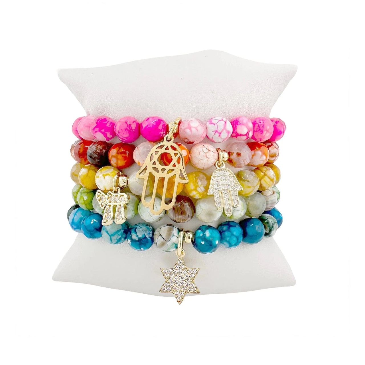 Love, Lisa - Scarlett Gemstone L’Chaim Bracelet Stack - Rainbow - ModernTribe