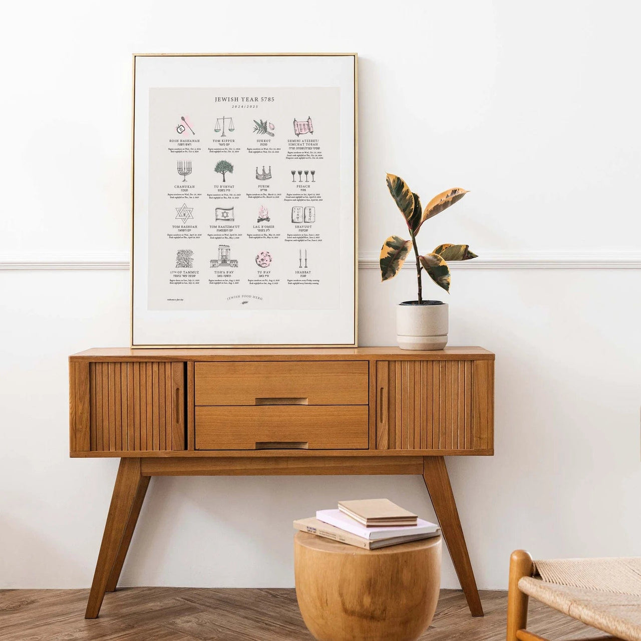 Jewish Food Hero - Jewish Holiday Calendar Print 5785 (2024 - 2025) - Frame Not Included - ModernTribe