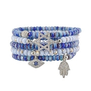 Love, Lisa Bracelets Harper Star of David Protection Stack of Crystal Bracelets - Mykonos Blue