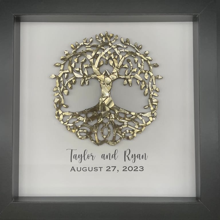 Framed Personalized Tree of Life Smash Glass Art by KG Custom Mosaics