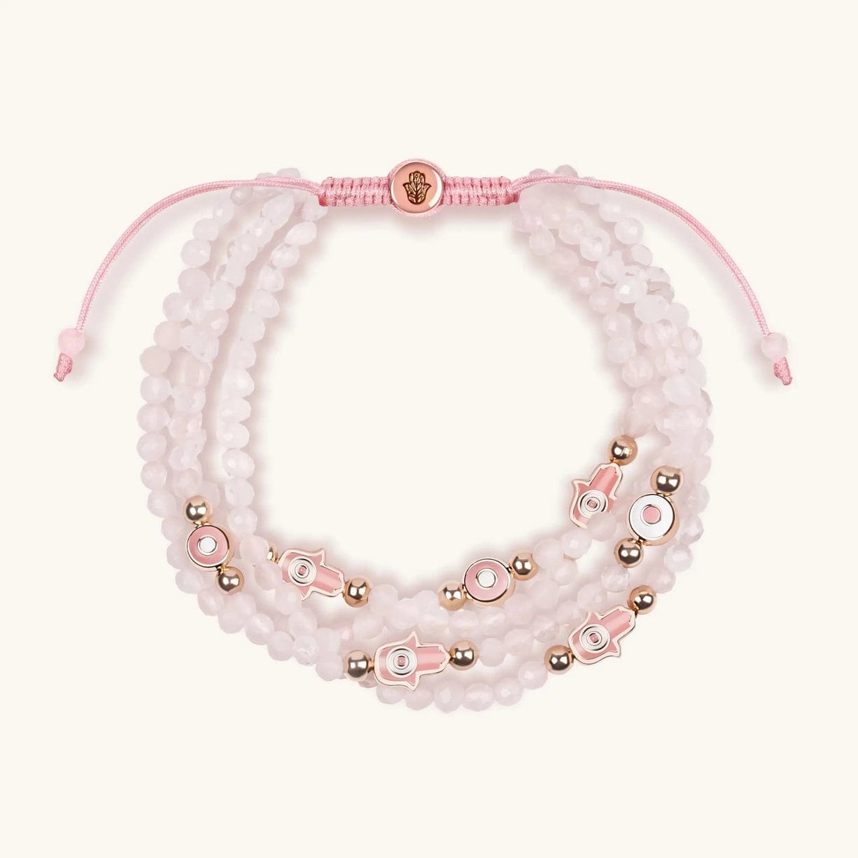 Karma and Luck Bracelets Gentle Soul Rose Quartz Hamsa and Evil Eye Bracelet