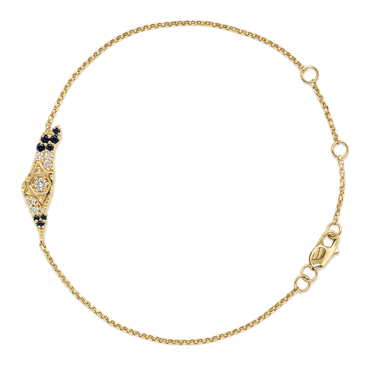 Land of Israel Diamond and Sapphire Bracelet - 14k Yellow, White or Rose Gold