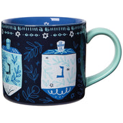 Danica Jubilee - Blue and Metallic Dreidels Mug - ModernTribe