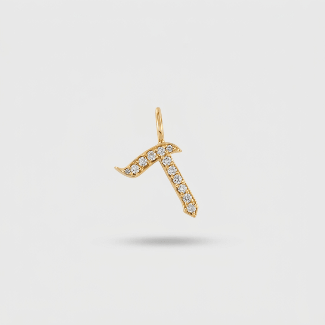 HOTCROWN - One or Two Letter Diamond Hebrew Initial Necklace - 14k Yellow, Rose or White Gold - ModernTribe