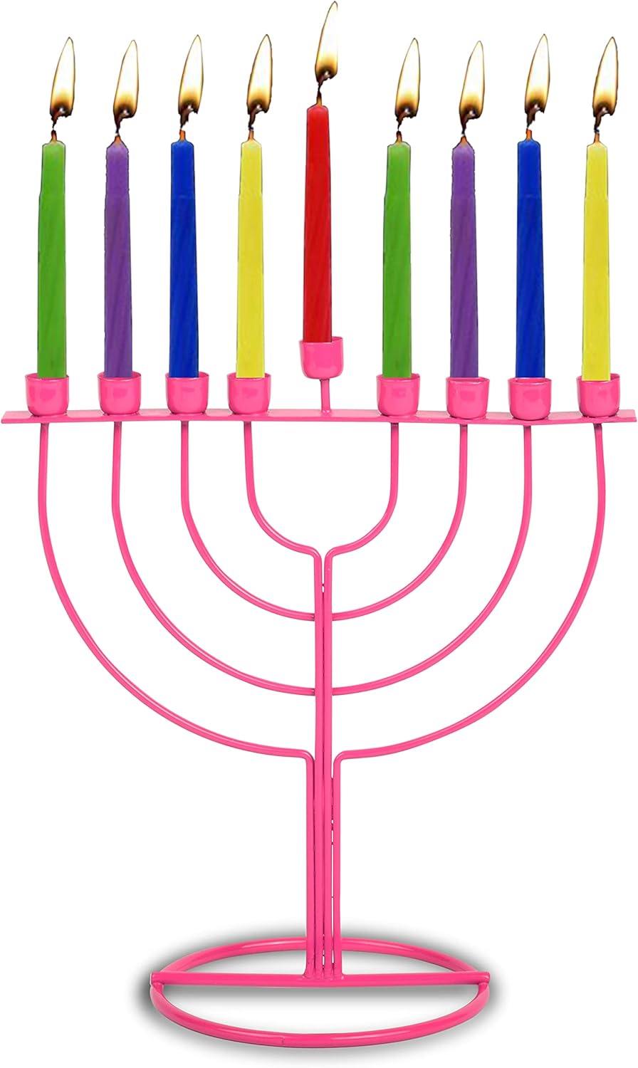 Ner Mitzvah Menorahs Pink Radiance Wireframe Menorah