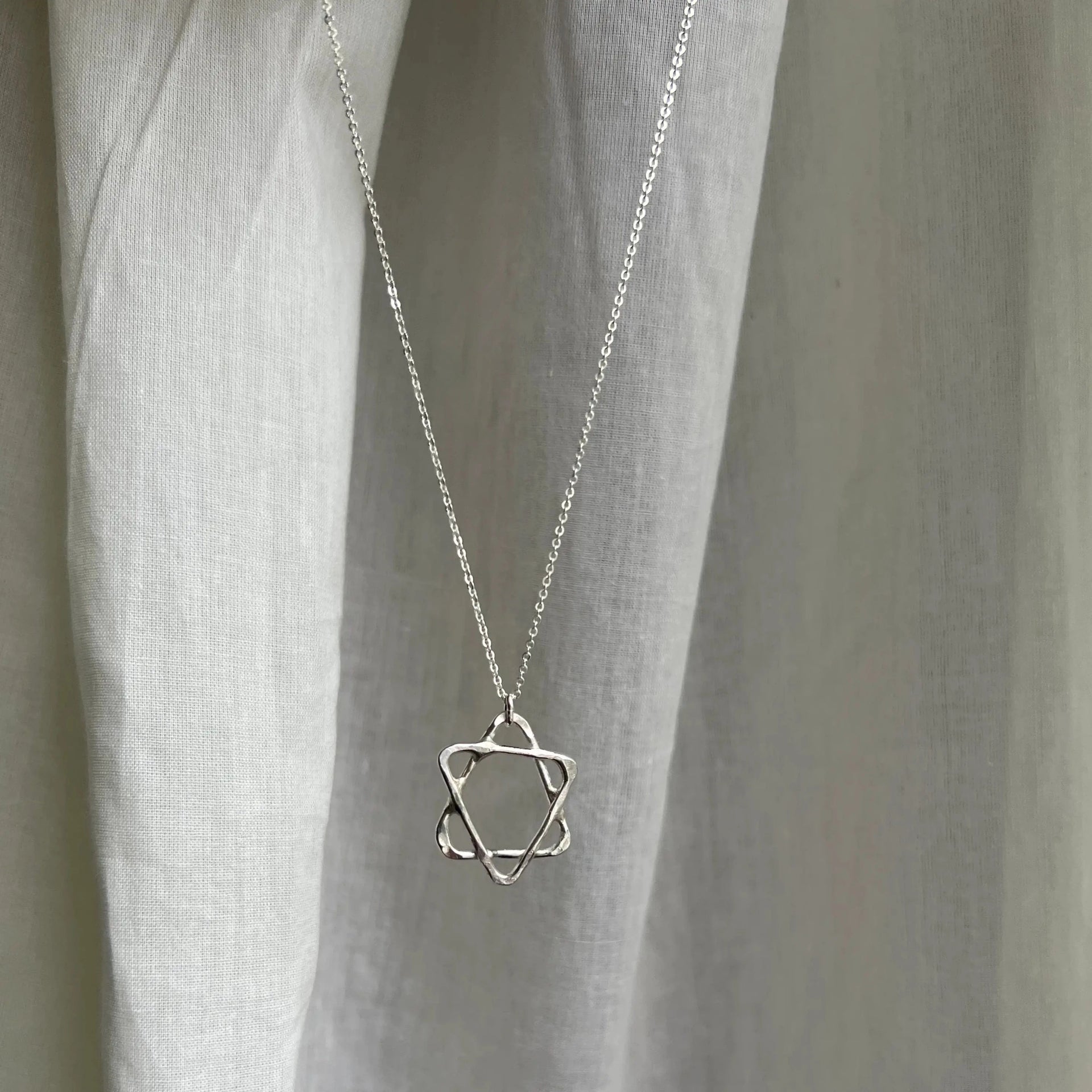 Rachel Pfeffer Necklaces Small Pendant on 18" Chain Sterling Silver Handmade Organic Star of David - (Small or Large)