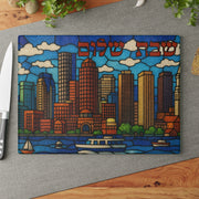 The Rabbi's Wife - Boston Skyline Stained Glass Style Challah Board - ModernTribe