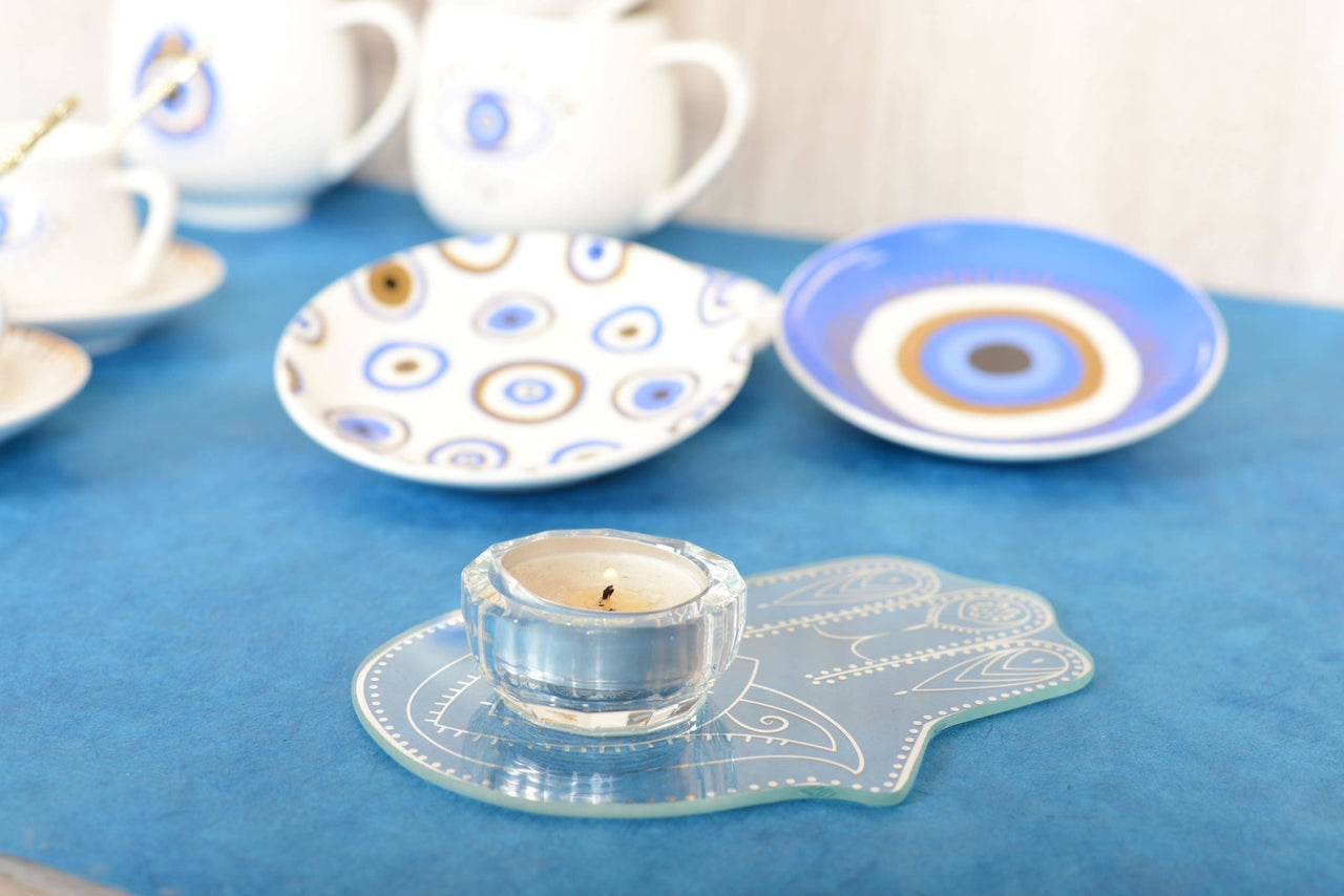 Aulica - Silver Mirrored Hamsa Candle Holder - ModernTribe