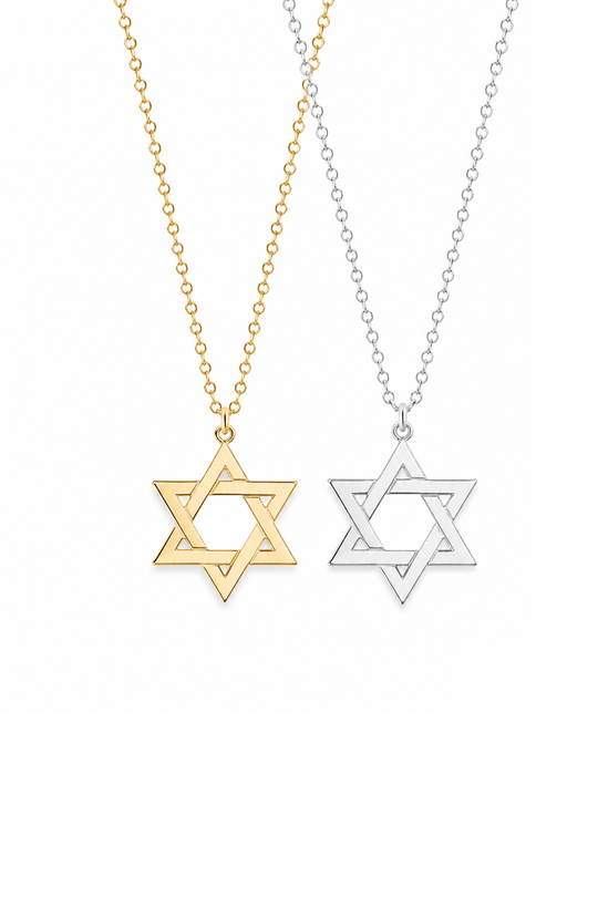 Jordan Star of David Necklace by Miriam Merenfeld - (Gold-Plated or Sterling Silver)