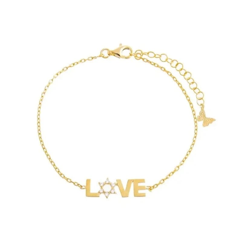 By Adina Eden - Star of David Love Bracelet - Gold - ModernTribe