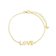By Adina Eden Bracelets Star of David Love Bracelet - Gold