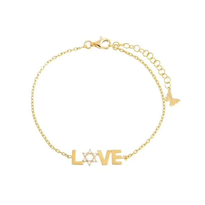By Adina Eden Bracelets Star of David Love Bracelet - Gold