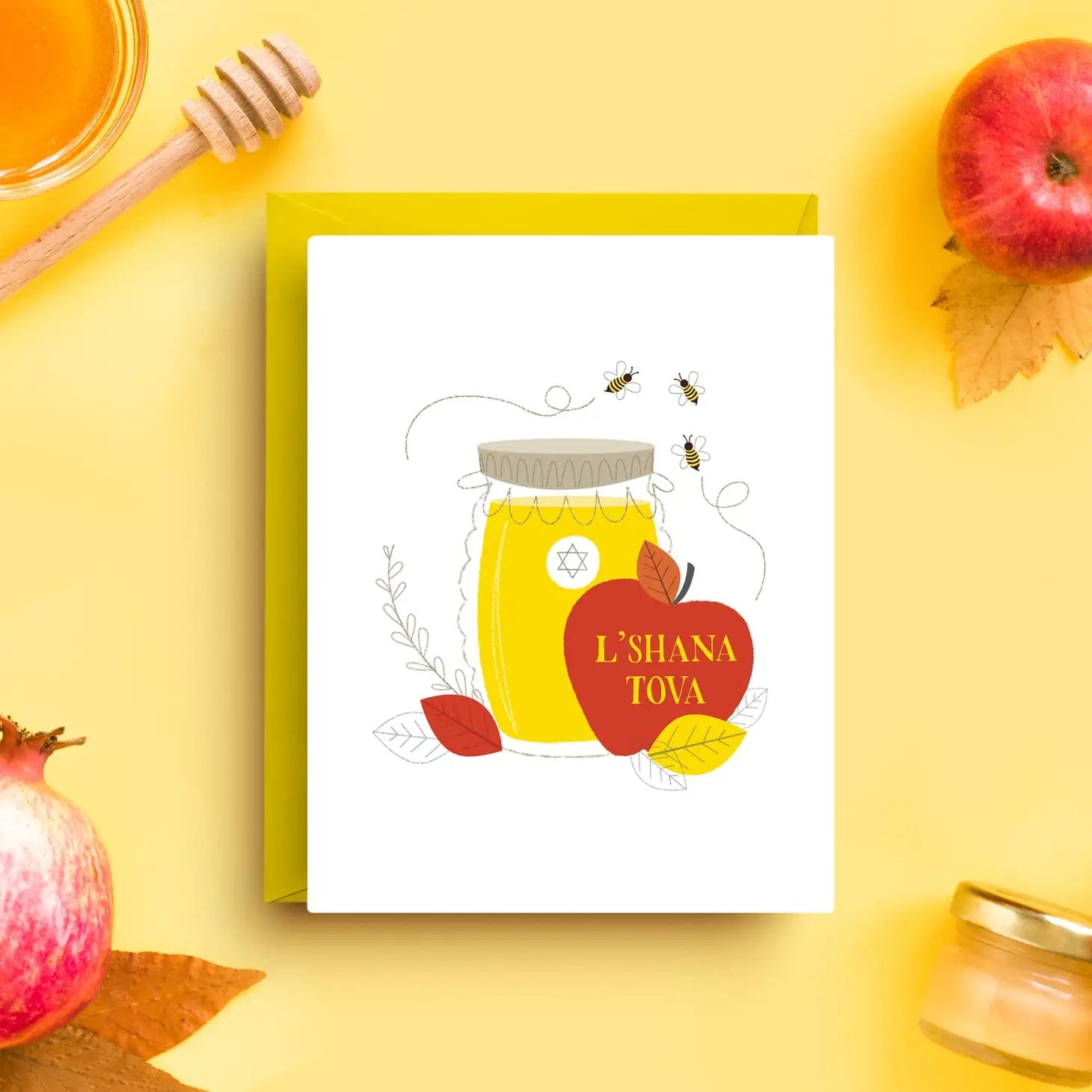 Nicole Marie Paperie Cards L'Shana Tova Apple and Honey Greeting Cards, Box of 6