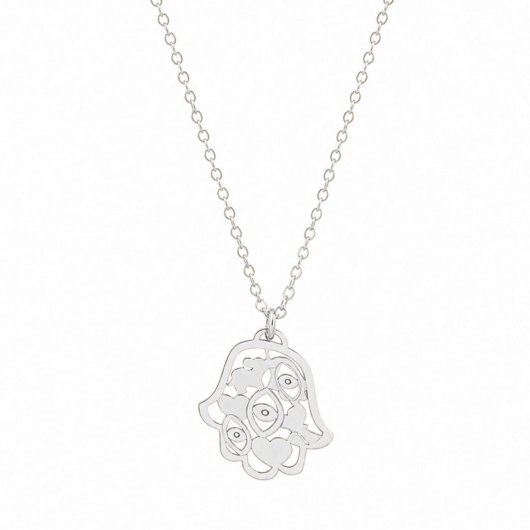 Miriam Merenfeld Jewelry Necklaces Sterling Silver / 15" Mia Good Luck Hamsa Necklace by Miriam Merenfeld - (Gold-Plated or Sterling Silver)